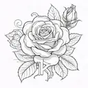 The letter K and a rose tattoo design idea