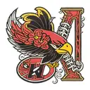 A unique design incorporating the logos of the Steelers, Braves, and Gamecocks intertwined with the letter K tattoo design idea