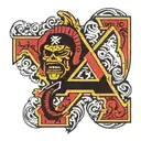 A unique design incorporating the logos of the Steelers, Braves, and Gamecocks intertwined with the letter K tattoo design idea
