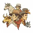 four people in shepherd hats tattoo design idea