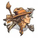 four people in shepherd hats tattoo design idea