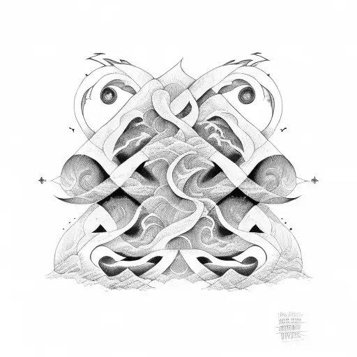 Twilight's Duality - Two contrasting waves tell a story of Bipolar 1. One, towering and fierce, embodies mania's peak, w tattoo design idea