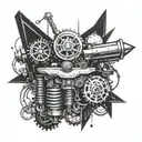 A mechanical engineer-themed tattoo incorporating elements of Aurora Borealis tattoo design idea