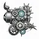 A mechanical engineer-themed tattoo incorporating elements of Aurora Borealis tattoo design idea