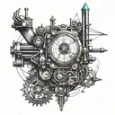 A mechanical engineer-themed tattoo incorporating elements of Aurora Borealis tattoo design idea