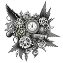 A mechanical engineer-themed tattoo incorporating elements of Aurora Borealis tattoo design idea