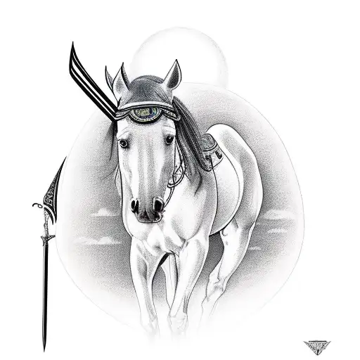Prohphet Ali with his horse and his sword tattoo design idea