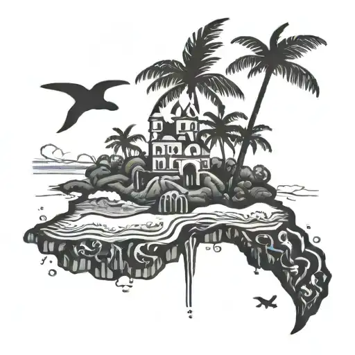 island of cuba island breaking tattoo design idea