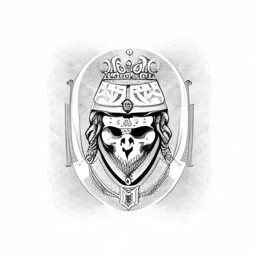 fortis fortuna adiuvat con casco medieval tattoo design idea