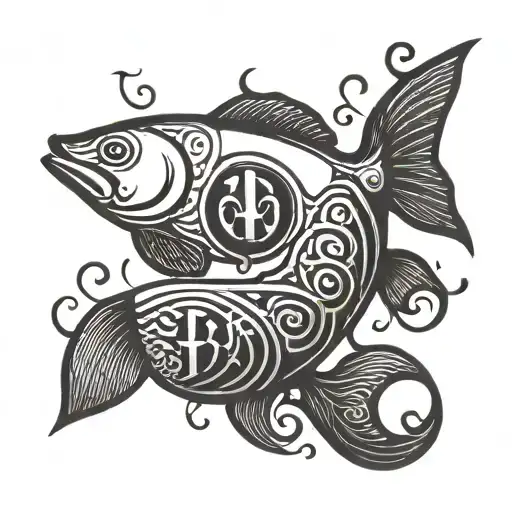 nordic Pisces symbol tattoo design idea