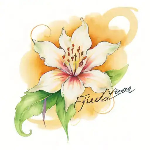 A Simple Outline Of A Blooming Flower With The Word 'freedom' Written In Elegant Script Underneath Tattoo Idea tattoo design idea