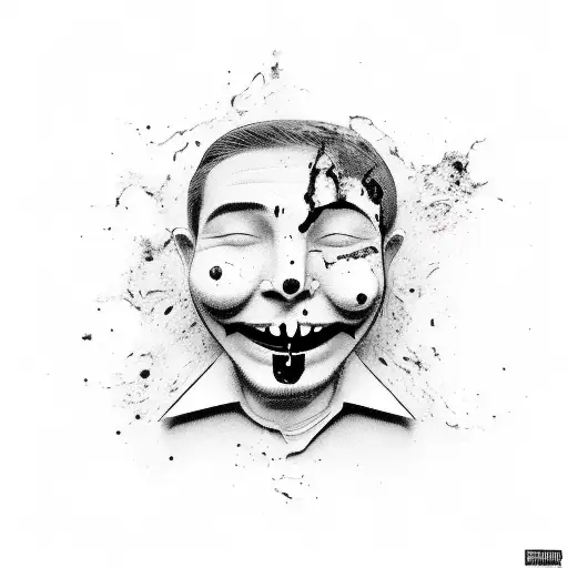 smiley face puting off a bloody face tattoo design idea