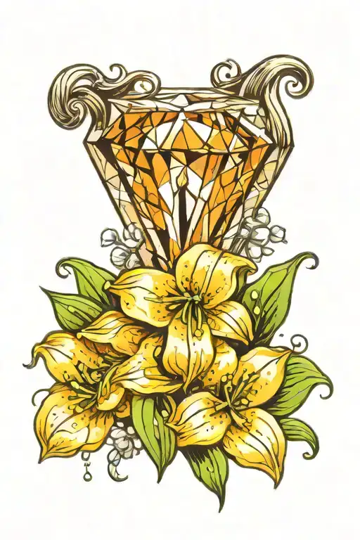 diamond with lilly of the valley inside tattoo design idea