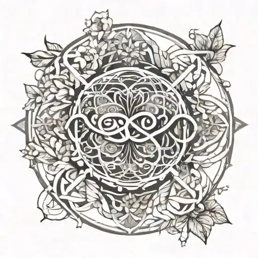 life change date, infinity sign, floral with Théo tattoo design idea