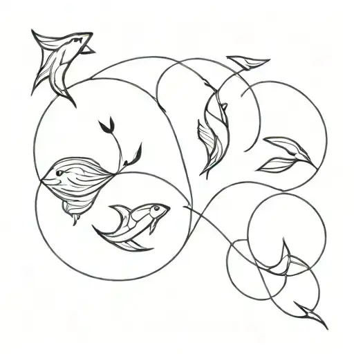 3 and III and three siblings and Pisces symbol tattoo design idea