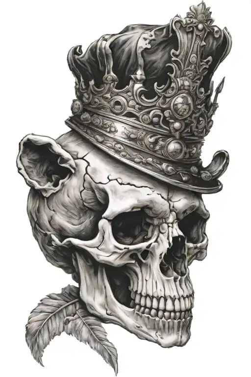 Bear skull with crown  tattoo design idea