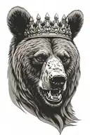 Angry Bear head with crown  tattoo design idea