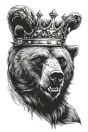Angry Bear head with crown  tattoo design idea
