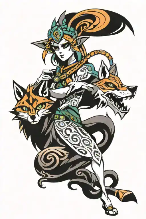 midna and wolf link Zelda tattoo design idea