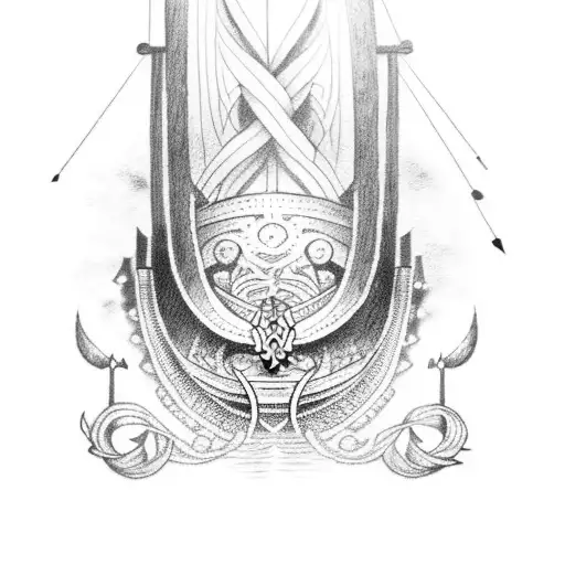 viking long boat  tattoo design idea