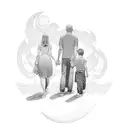 father of two, with a beautiful wife. include my brother, my mom and my father. tattoo design idea