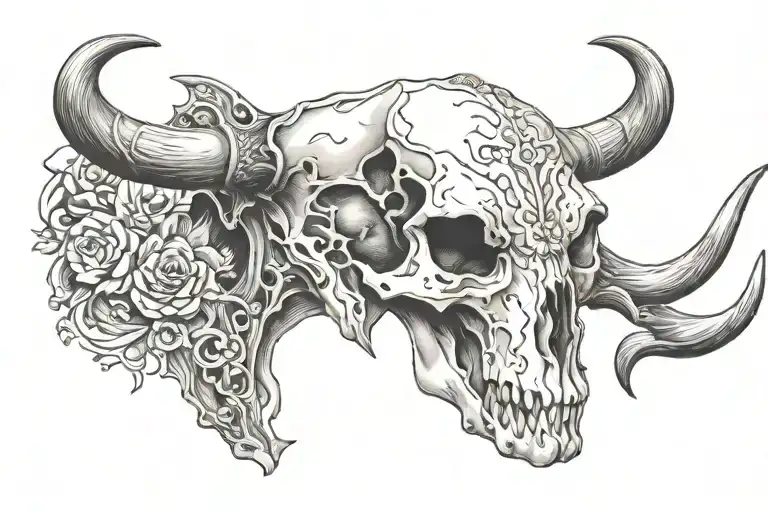 western cow skull tattoo design idea