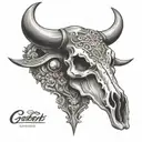 western bull skull tattoo design idea