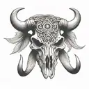 western bull skull tattoo design idea
