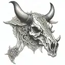 western bull skull tattoo design idea