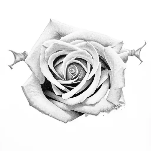 gun and rose tattoo design idea