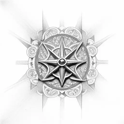 Christian Cross, hourglass, compass, rosary, sagrada familia tattoo design idea