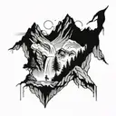 mountain scene with waterfall flowing tattoo design idea