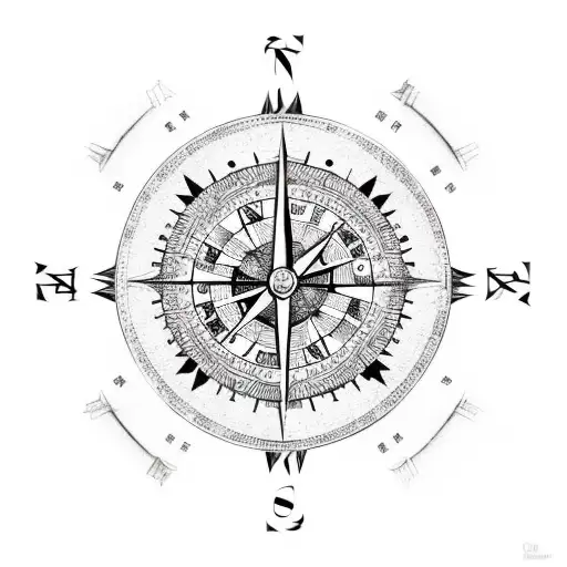 Norse compass with japanese dragon tattoo design idea