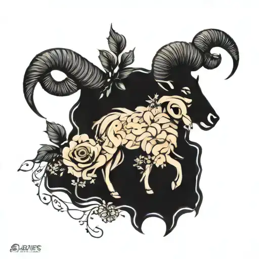 Aries sign made from gypsophila branches tattoo design idea