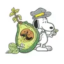 Snoopy and avocado seed  tattoo design idea