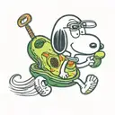 Snoopy and avocado seed  tattoo design idea