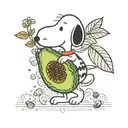 Snoopy and avocado seed  tattoo design idea