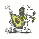 Snoopy and avocado seed  tattoo design idea