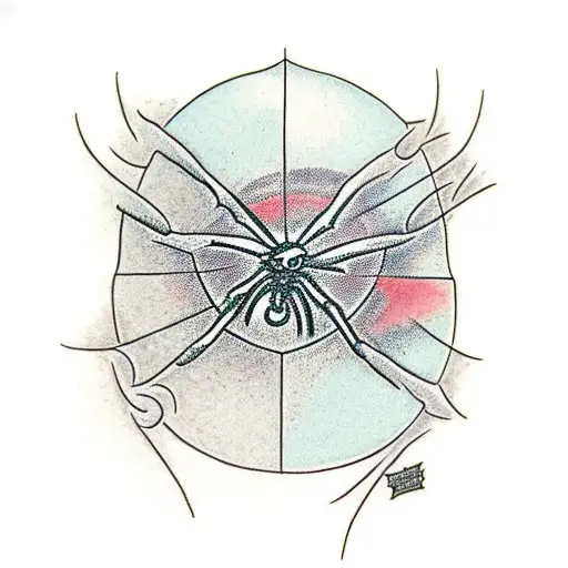 dagger through spider web knee tattoo design idea