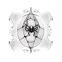 dagger through spider web knee tattoo design idea