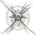 dagger through spider web knee tattoo design idea