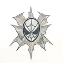 dagger through spider web knee tattoo design idea