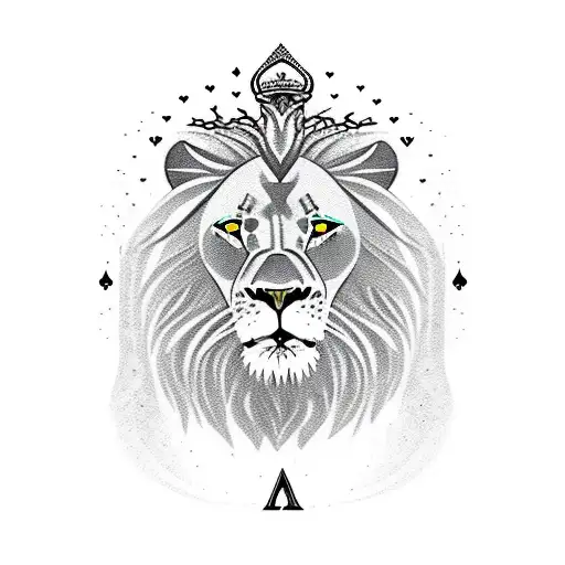 head of a lion and the ace of spades card tattoo design idea