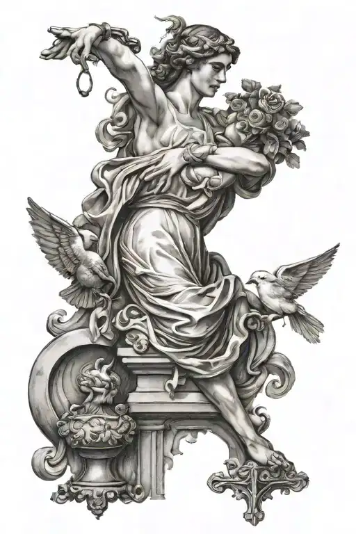 stoic virtues: temperance, widsom, courage and justice tattoo design idea
