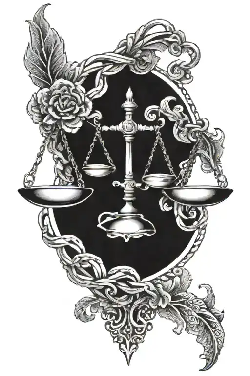 scales of justice intertwined tattoo design idea