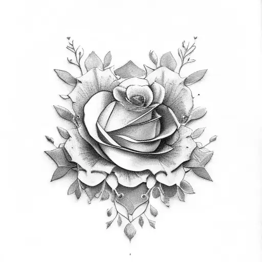 delicate floral gothic mirror chest peices tattoo design idea