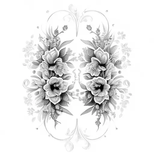 delicate floral gothic mirror chest peices tattoo design idea