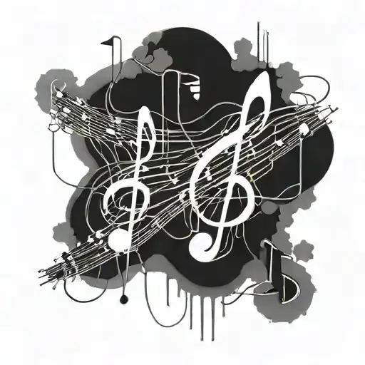 An abstract representation of musical notes intertwined with electrical wiring, symbolizing the harmony between music and your profession as an electrician tattoo design idea