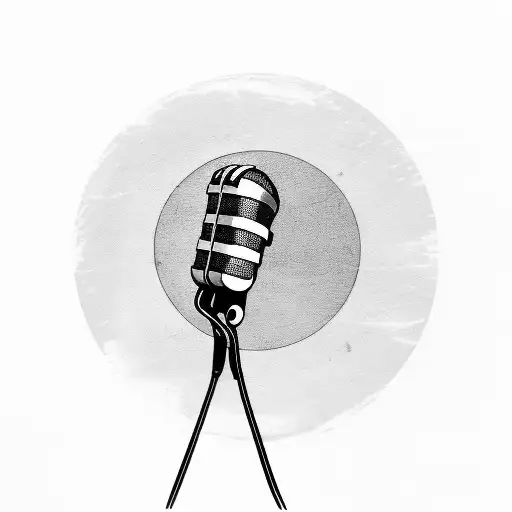negative space retro microphone  tattoo design idea