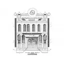 Architectural blueprint of a bar building with business symbols incorporated, representing your occupations and interests tattoo design idea